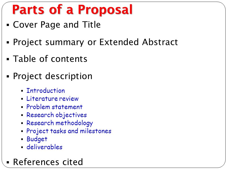 Parts thesis proposal